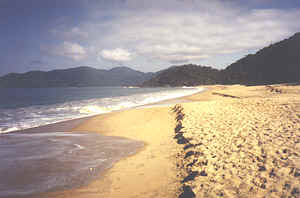 O isolamento da praia traz tranqilidade aos visitantes, que podem desfrutar de um belo passeio pelas suas areias limpas